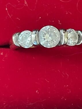 Classic 14K Diamonique 3 Stone Ring